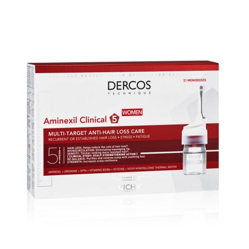 Виши Средство против выпадения волос для женщин Intensive 5, 21 монодоза (Vichy, Dercos Aminexil), фото-4