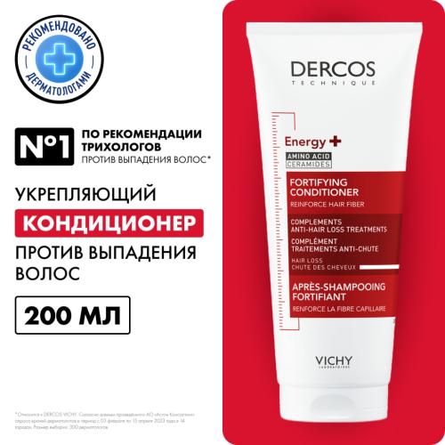 Виши Тонизирующий укрепляющий кондиционер против выпадения волос, 200 мл (Vichy, Dercos), фото-2