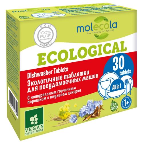 Молекола Экологичные таблетки для посудомоечной машины, 30 шт (Molecola, Для мытья посуды)