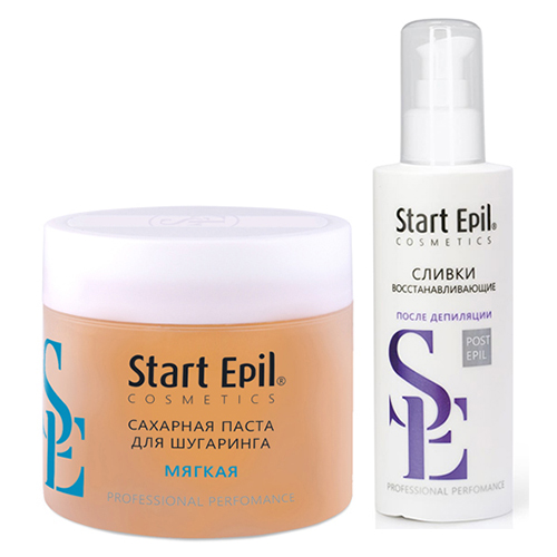 Аравия Профессионал Набор: Сахарная паста для депиляции &quot;Мягкая&quot;, 400 г + Сливки восстанавливающие с альфа-бисабололом и витаминным комплексом А, С, Е, 160 мл (Aravia Professional, Start Epil, Домашний шугаринг)