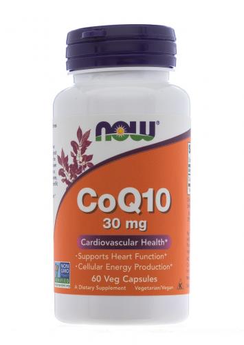 Нау Фудс Кофермент Q10, 30 мг,  60 капсул (Now Foods, Витамины и пищевые добавки)
