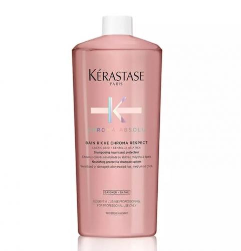 Керастаз Питательный шампунь для окрашенных чувствительных или поврежденных волос Riche Chroma Respect, 500 мл (Kerastase, Chroma Absolu)