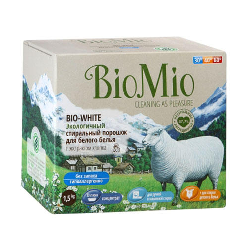 БиоМио Стиральный порошок для белого белья, 1500 г (BioMio, Стирка)