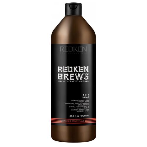 Редкен Шампунь Brews 3 в 1, 1000 мл (Redken, Мужская линия)