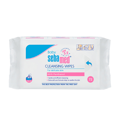 Салфетки детские очищающие с пантенолом Baby wipes with panthenol, 72 шт. (Baby)