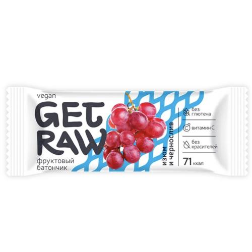 Батончик &quot;Get Raw&quot; фруктовый Изюм и чернослив, 30 г (Леовит, )