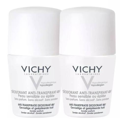 Виши Дезодорант шариковый 48ч для чувствительной кожи, 2х50 мл (Vichy, Deodorant)