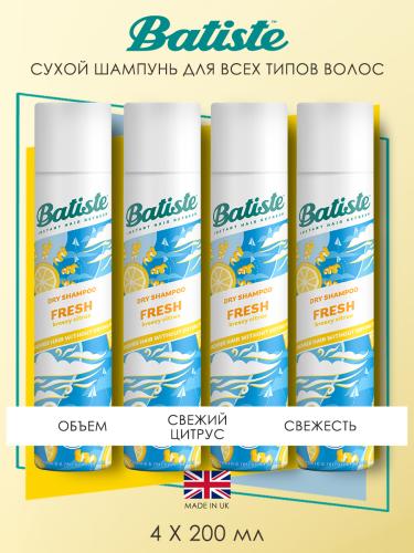 Батист Сухой шампунь для волос Fresh с ароматом свежести, 4 х 200 мл (Batiste, Fragrance), фото-2