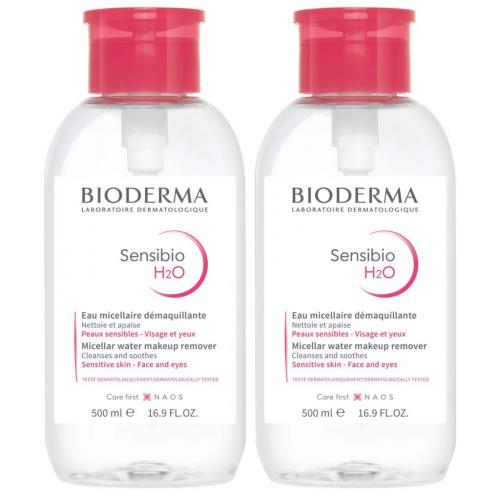Биодерма Набор Сенсибио Н2О Мицеллярная вода для чувствительной кожи с помпой, 2х500 мл (Bioderma, Sensibio)
