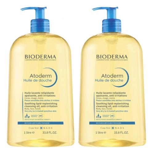 Биодерма Набор Увлажняющее масло для душа, 2*1 л (Bioderma, Atoderm)
