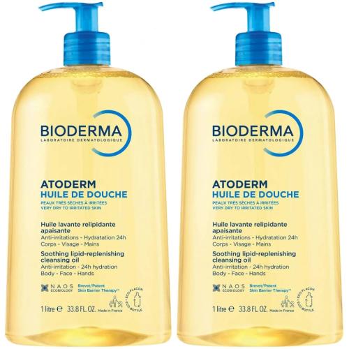 Биодерма Набор Увлажняющее масло для душа, 2*1 л (Bioderma, Atoderm)