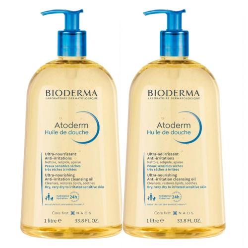 Биодерма Набор Увлажняющее масло для душа, 2*1 л (Bioderma, Atoderm)