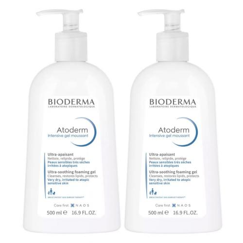 Биодерма Комплект Атодерм Гель-мусс Интенсив, 2х500 мл (Bioderma, Atoderm)