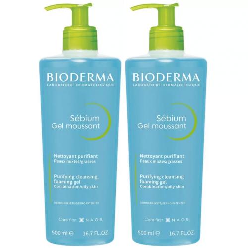 Биодерма Набор Гель для умывания жирной и проблемной кожи Себиум, 2х500 мл (Bioderma, Sebium)