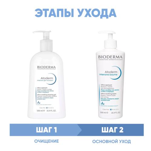 Биодерма Программа Atoderm очищение и основной уход: гель Intensive 500 мл + бальзам Intensive 500 мл (Bioderma, Atoderm), фото-2