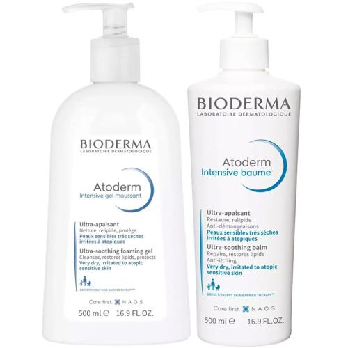 Биодерма Программа Atoderm очищение и основной уход: гель Intensive 500 мл + бальзам Intensive 500 мл (Bioderma, Atoderm), фото-3