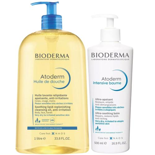 Биодерма Программа Atoderm очищение и основной уход: масло для душа 1 л + бальзам Intensive 500 мл (Bioderma, Atoderm), фото-3