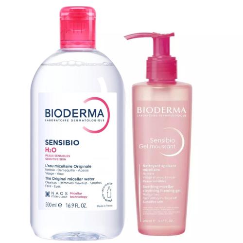 Биодерма Набор Sensibio (Очищающая мицеллярная вода Сенсибио Н2О, 500 мл + Очищающий гель Сенсибио, 200 мл) (Bioderma, Sensibio)