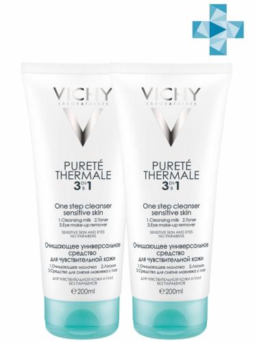 Виши Универсальное средство для снятия макияжа Purete Thermal (3-в-1) , 2х200 мл (Vichy, Purete Thermal)