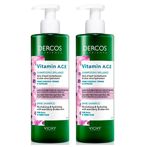 Виши Комплект Vitamin Шампунь для блеска волос Dercos Nutrients, 2*250 мл (Vichy, Dercos Nutrients)