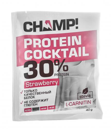 Коктейль &quot;Champ&quot; протеиновый клубничный, 40 г (Champ), фото-2