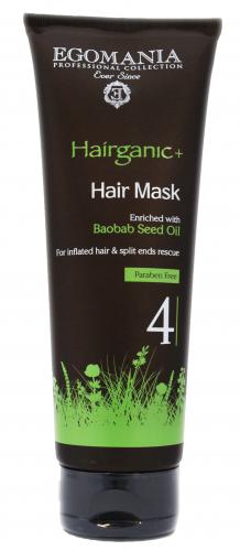 Маска с маслом баобаба для непослушных и секущихся волос 250 мл (Hairganic+, Baobab Seed Oil), фото-2