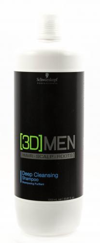 Шварцкопф Профешнл Шампунь для глубокого очищения Deep Cleansing Shampoo, 1000 мл (Schwarzkopf Professional, [3D]MEN, Уход [3D]MEN), фото-2
