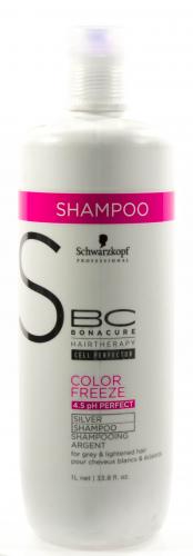 Шварцкопф Профешнл ВС Сияние Цвета Шампунь, придающий серебристый оттенок волосам Color Freeze Silver Shampoo 1000 мл (Schwarzkopf Professional, BC Bonacure, Color Freeze), фото-2