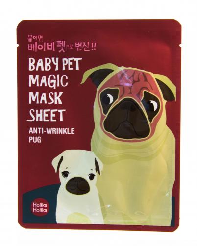 Холика Холика Тканевая маска-мордочка против морщинок &quot;Мопс&quot; Magic Mask Sheet Anti-wrinkle Pug, 22 мл (Holika Holika, Baby Pet), фото-2