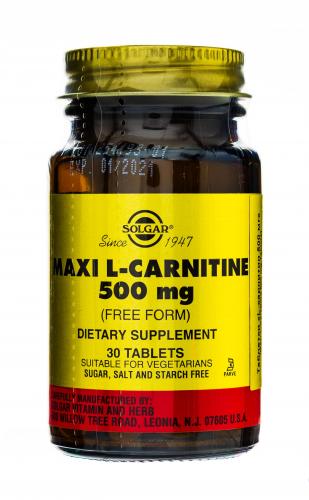 Солгар Аминокислота для превращения жиров в мышечную массу L-карнитин 500 мг в таблетках, 30 шт (Solgar, Аминокислоты), фото-7
