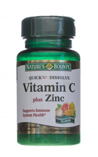Нэйчес Баунти Витамин С плюс цинк 750 мг, 60 растворимых таблеток (Nature's Bounty, Витамины)