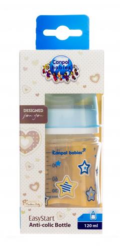 Канпол Бутылочка PP EasyStart с широким горлышком антиколиковая, 120 мл, 0+ Newborn baby, цвет: голубой (Canpol, Бутылочки), фото-2