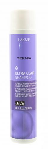 Лакме Ultra clair Шампунь тонирующий для обесцвеченных, натуральных светлых и седых волос 300 мл (Lakme, Teknia, Ultra clair), фото-2
