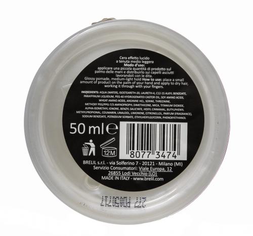Брелил Профессионал Моделирующая паста (помада) для волос с ультраблеском Barber Glossy Pomade 50 мл (Brelil Professional, Berry's), фото-3