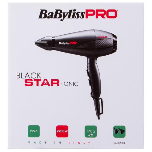 Бэбилисс Профессиональный фен Black Star Ionic BAB6250IE, 2200W, 2 насадки (Babyliss, Фены, Ionic), фото-4