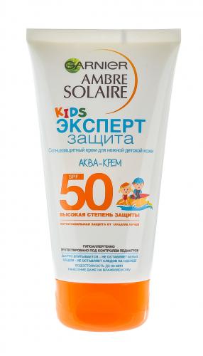 Гарньер Детский водостойкий солнцезащитный Аква-Крем Эксперт защита SPF50, 150 мл (Garnier, Ambre Solaire), фото-2