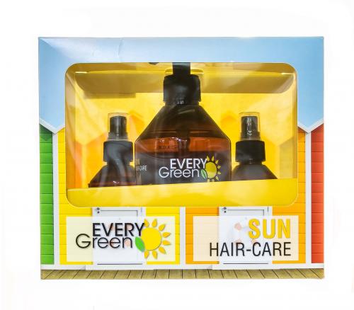 Диксон Набор солнцезащитных средств для ухода за волосами Sun Kit (Шампунь после солнца, 500 мл + Сыворотка, 150 мл + Спрей, 150 мл) (Dikson, EveryGreen, Sun), фото-2