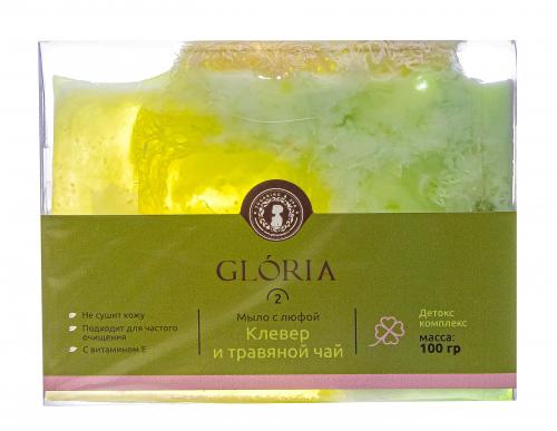 Глория Мыло с люфой Клевер и травяной чай, 100 гр (Gloria, Gloria Home), фото-2
