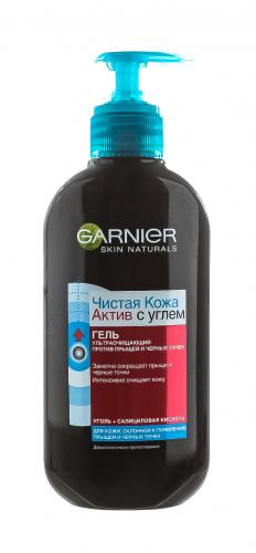 Гарньер ЧИСТАЯ КОЖА АКТИВ Гель ультраочищающий с активированным углем для жирной кожи 200мл (Garnier, Skin Naturals, Чистая кожа), фото-2
