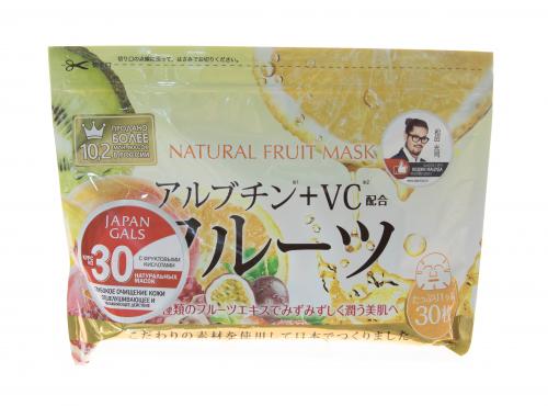 Джапан Галс Курс натуральных масок для лица с фруктовыми экстрактами 30 шт (Japan Gals, ), фото-2