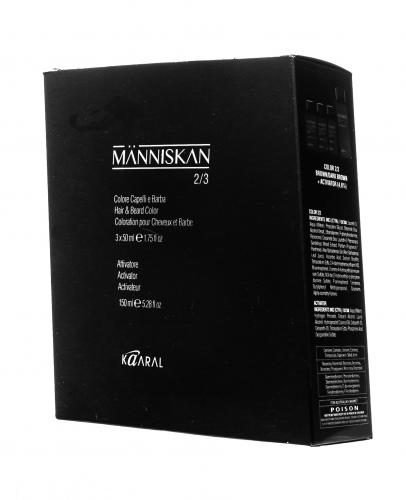Каарал Набор для мужского окрашивания: Краска для волос и бороды, 3*50 мл + Активатор, 150 мл (Kaaral, Manniskan), фото-3