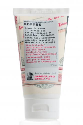 Коррес Увлажняющий крем для рук с маслом миндаля и календулой 75 мл (Korres, Korres Уход за руками), фото-3