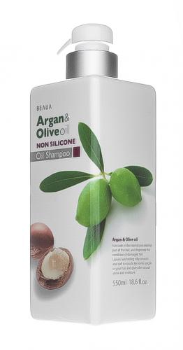 Бессиликоновый шампунь увлажняющий Beaua Argan and Olive Oil Non Silicone Shampoo, 550 мл (Шампуни для волос), фото-3