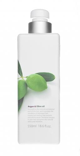 Бессиликоновый шампунь увлажняющий Beaua Argan and Olive Oil Non Silicone Shampoo, 550 мл (Шампуни для волос), фото-4