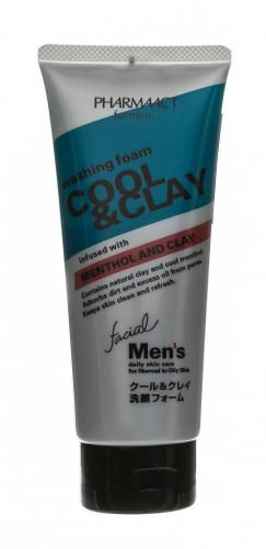 Кумано Косметикс Пенка для умывания с глиной для мужчин Pharmaact Washing Foam Cool And Clay Facial Men&#039;s, 130 г (Kumano Cosmetics, Косметика для умывания), фото-2