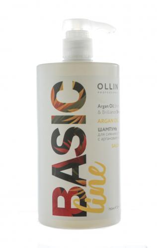 Оллин Шампунь для сияния и блеска с аргановым маслом, 750 мл (Ollin Professional, Уход за волосами, Basic Line), фото-3
