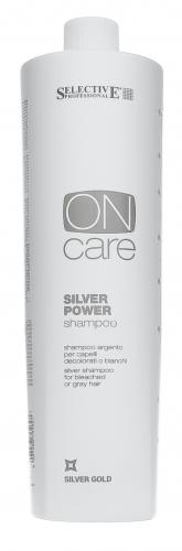 Селектив Серебряный шампунь для обесцвеченных или седых волос Silver Power Shampoo 1000 мл (Selective, Silver Gold), фото-2