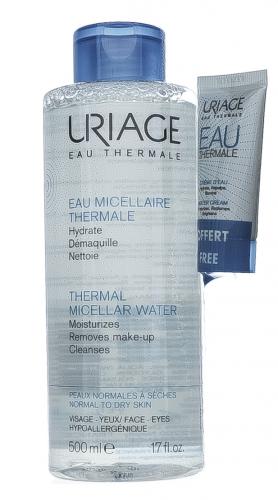 Урьяж Набор Очищающая мицеллярная вода 500 мл + Легкий увлажняющий крем, 15 мл (Uriage, Eau thermale), фото-2