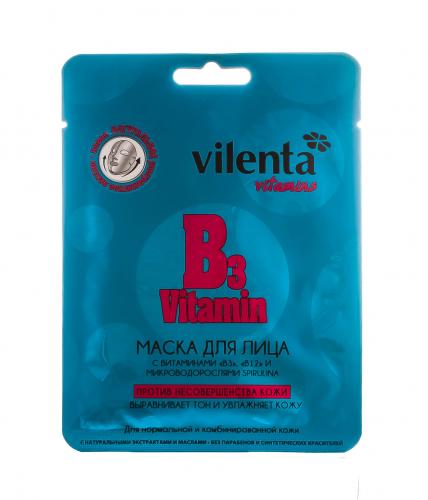 Маска для лица B3 VITAMIN Против несовершенства кожи с витаминами &quot;В3&quot;, &quot;В12&quot; и микроводорослями Spirulina, 28 г ()