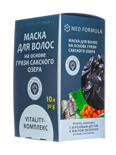 Маска для волос на основе грязи Сакского озера VITALITY-КОМПЛЕКС, 30г*10шт (Дом природы, ), фото-3